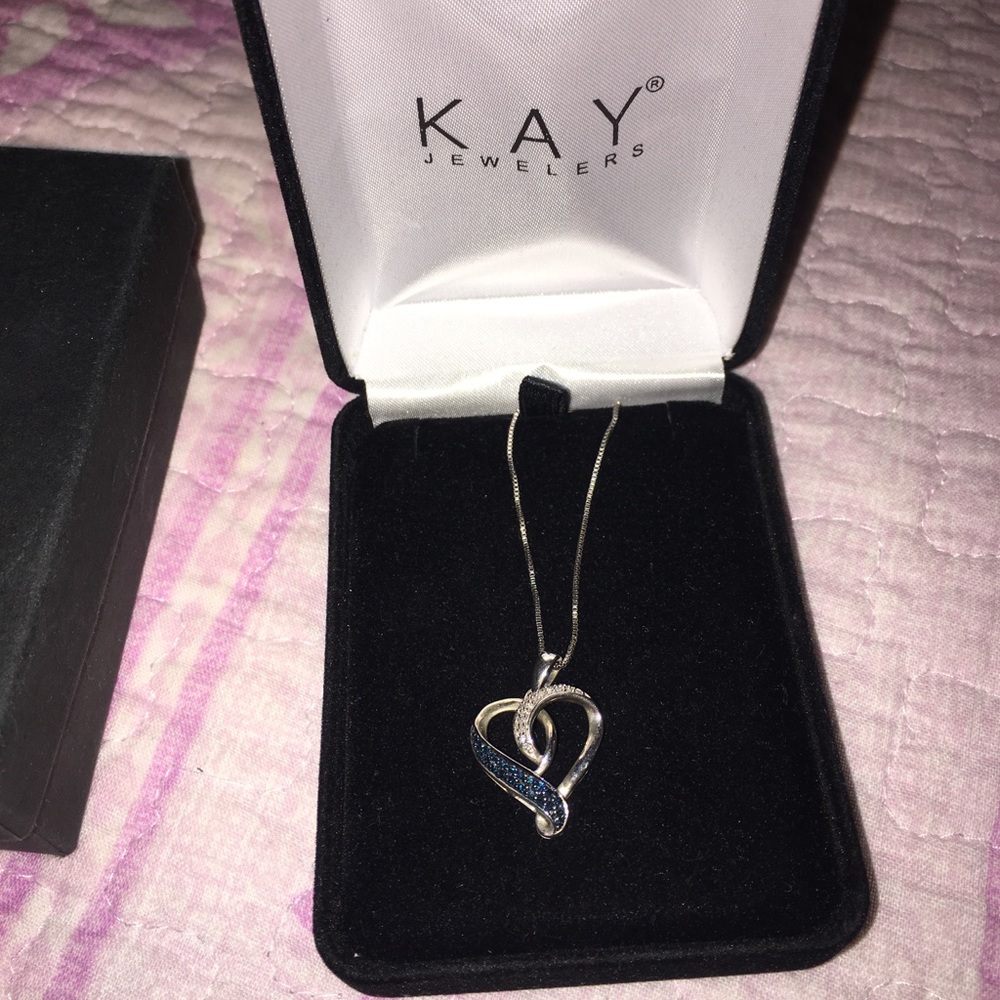 Authentic Kay Jewelers Blue Diamond Heart Necklace